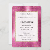 Invitation Fille Pink Glam Gold Sparkle Confetti Anniversaire (Devant)