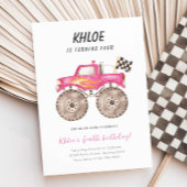 Invitation Fille Pink Monster Truck Bash N'importe quel âge A