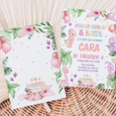 Invitation Fille Pink Safari Dinosaur fête d'anniversaire
