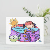 Invitation Fille Piscine Plage Natation Anniversaire Invitati (Debout devant)