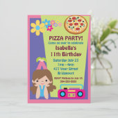 Invitation Fille Pizza fête Anniversaire (Debout devant)