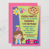 Invitation Fille Pizza fête Anniversaire (Devant / Derrière)