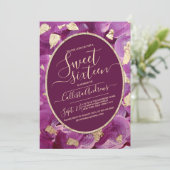 Invitation Fille Plum Or Lilac Acrylique brosse Sweet 16 (Debout devant)
