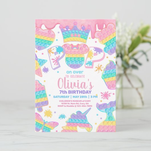 Invitation Fille popit l'invitation de fête d'anniversaire, S (Debout devant)