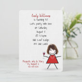 Invitation Fille pour fête d'anniversaire 50 ans avec du vin (Debout devant)