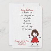 Invitation Fille pour fête d'anniversaire 50 ans avec du vin (Devant)