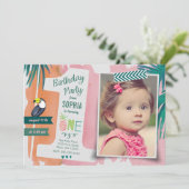 Invitation Fille pour Première Fête d'Anniversaire (Debout devant)