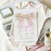 Invitation Fille premier anniversaire Bloom Floral Bow