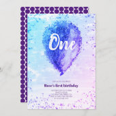 Invitation Fille premier anniversaire Parties scintillant Omb (Devant / Derrière)