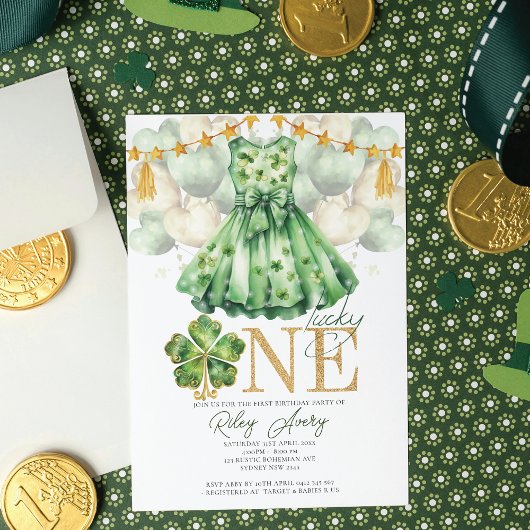Invitation Fille premier anniversaire St Patrick's Day