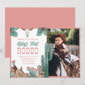 Invitation Fille Premier Rodéo Occidental Sud-Ouest Cowboy Ro (Devant / Derrière)