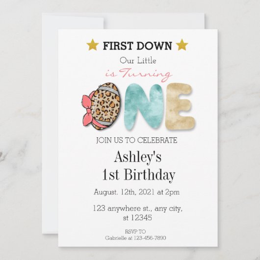 Invitation Fille Première Année En Bas (Devant)