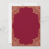 Invitation Fille première communion Bourgogne Gold Feuilles V (Dos)