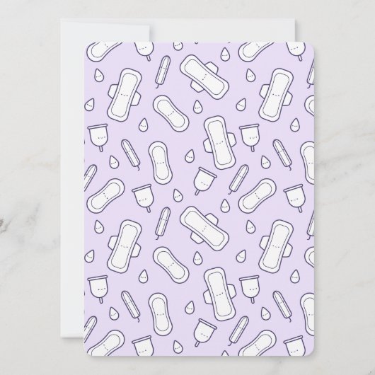 Invitation Fille Première Période Purple mignon Menstrual Pad (Dos)