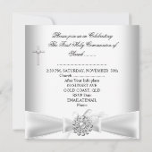 Invitation Fille première sainte communion Argent blanc (Dos)