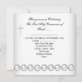 Invitation Fille première sainte communion blanc Argent 2 (Dos)