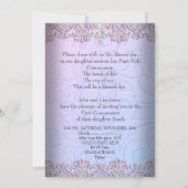 Invitation Fille première sainte communion jolie photo rose (Dos)