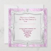 Invitation Fille première sainte communion jolie photo rose (Dos)