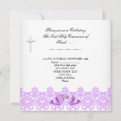 Invitation Fille première sainte communion Lilac dentelle bla (Dos)