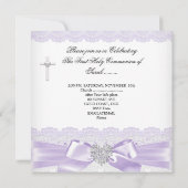 Invitation Fille première sainte communion Lilac dentelle Coe (Dos)