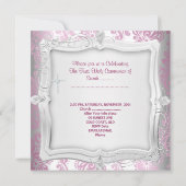 Invitation Fille première sainte communion photo rose blanche (Dos)