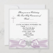 Invitation Fille première sainte communion rose Coeur blanc 2 (Dos)