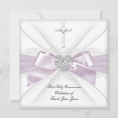 Invitation Fille première sainte communion rose Coeur blanc 2 (Devant)