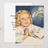 Invitation Fille priant Jésus-Christ, Prières de coucher (Devant / Derrière)