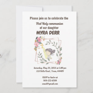 Invitation Fille priant pour jésus traverser la première comm