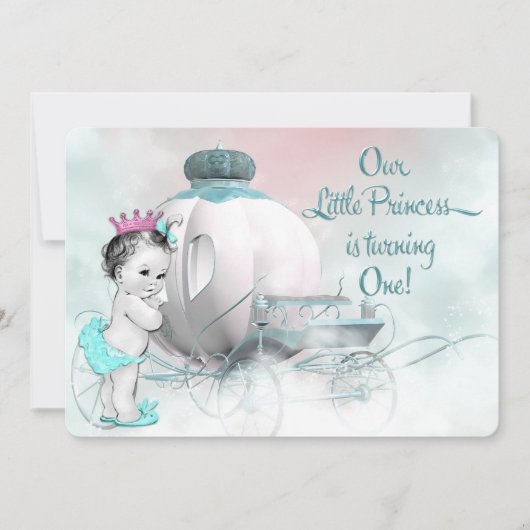 Invitation Fille Princesse 1er Anniversaire (Devant)