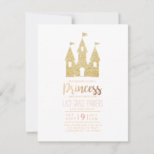 Invitation Fille princesse Anniversaire | Parti à thème (Devant)