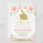 Invitation Fille princesse Blush Or rose Floral Anniversaire (Devant)