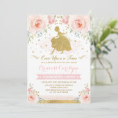 Invitation Fille princesse Blush Or rose Floral Anniversaire (Debout devant)