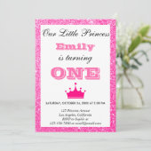 Invitation Fille princesse Hot rose Parties scintillant premi (Debout devant)