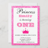 Invitation Fille princesse Hot rose Parties scintillant premi (Devant)