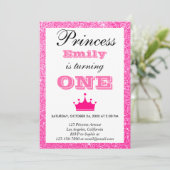 Invitation Fille princesse Hot rose Parties scintillant premi (Debout devant)