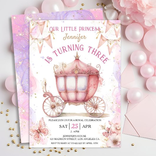 Invitation Fille Princesse Il était une fois 3e anniversaire