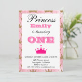 Invitation Fille princesse rose et or Parties scintillant pre (Debout devant)