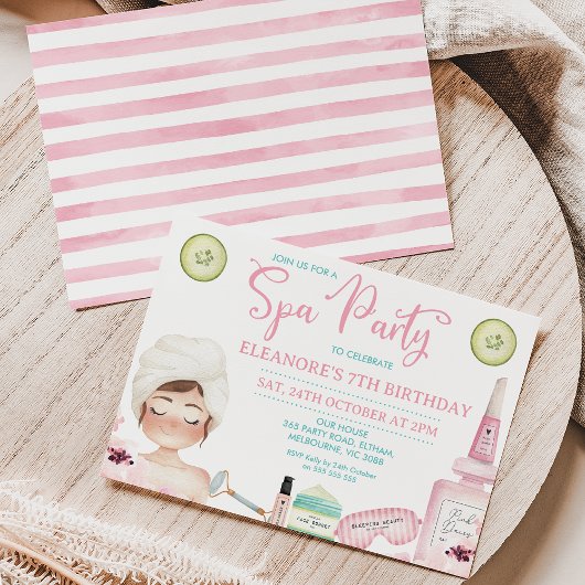 Invitation Fille Produits de beauté Spa fête Anniversaire Inv