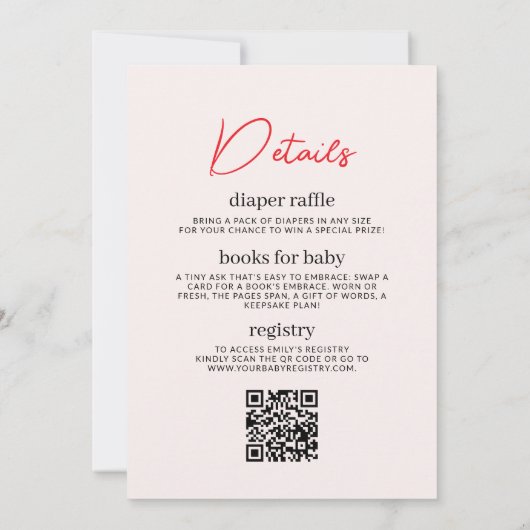 Invitation Fille QR Code Berry Sweet All in One Baby shower (Dos)
