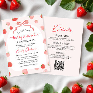 Invitation Fille QR Code Berry Sweet All in One Baby shower