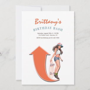 Invitation Fille qui fait du skateboard