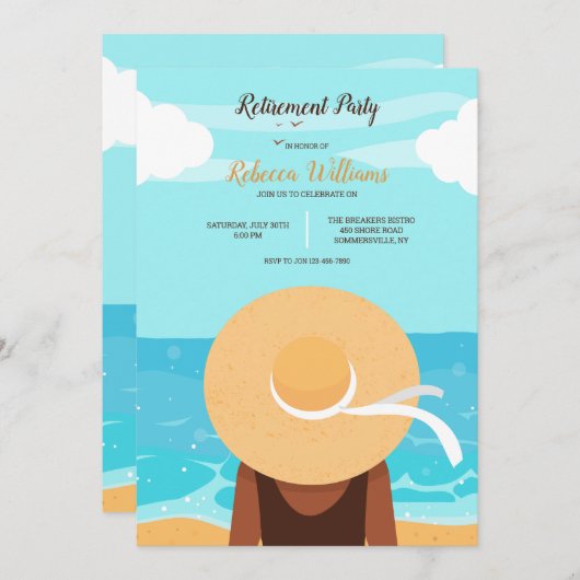 Invitation Fille Regardant La Mer (Devant / Derrière)