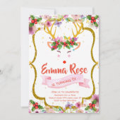 Invitation Fille Reindeer Noël (Devant)