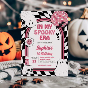 Invitation Fille Retro Fantôme Halloween Anniversaire