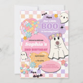 Invitation Fille Retro Super Petit Boo fête d'anniversaire (Devant)
