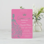 Invitation Fille Robe Pailletée Argent Chic Fuschia (Debout devant)