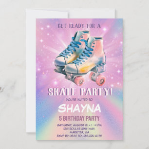 Invitation Fille Roller Patinage Anniversaire