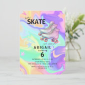 Invitation Fille Roller Ski de couleur sauvage fête d'anniver (Debout devant)