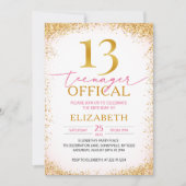 Invitation Fille rose 13e anniversaire (Devant)